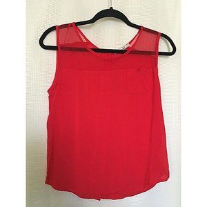 Papaya Women Top Shirt S Small Christmas Red Netting Neck Crop Top A3